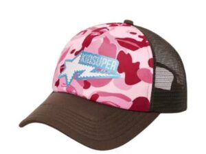 BAPE x KidSuper Sta Logo Rhinestone Trucker Cap (Pink)