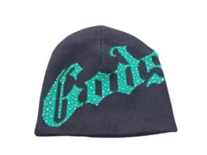 GODSPEED Rhinestone Beanie (Turq/Black)