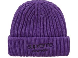 Supreme Classic Logo Chunky Ribbed Beanie (Purple) (FW23)