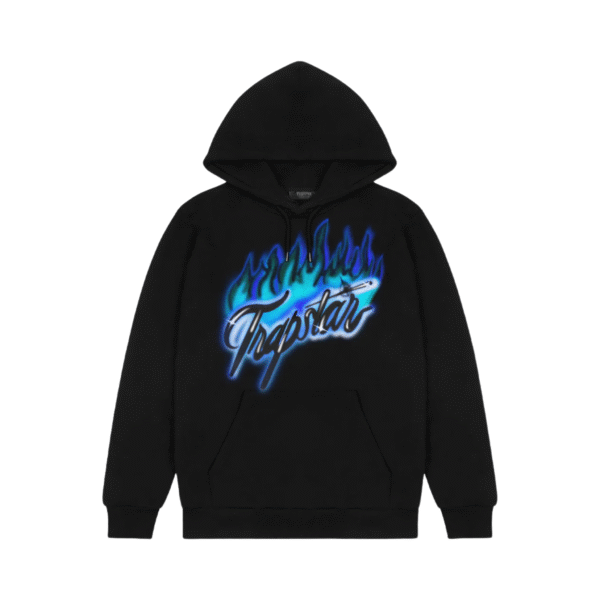 Trapstar Flame Print Hoodie Black
